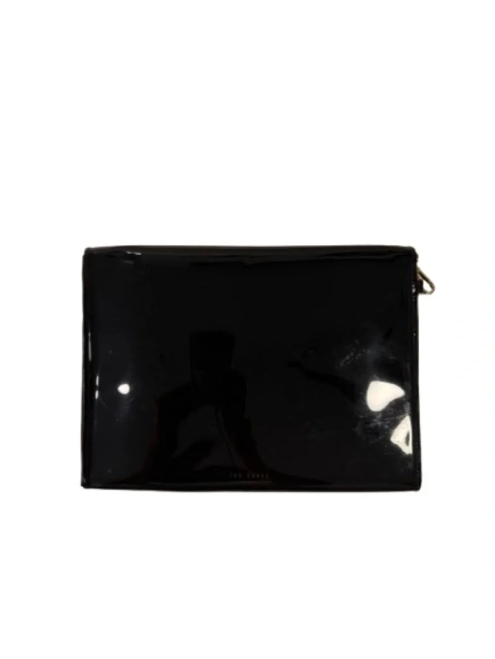 TED BAKER LONDON Verai Patent Black Wristlet Clutch with Bow Accent